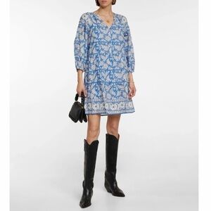 Velvet Lilah Cotton Printed Mini Dress Blue size M